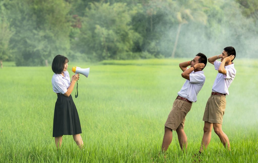 Friends in a field